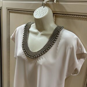 Diane Von Furstenberg Off White Necklace Blouse Small
